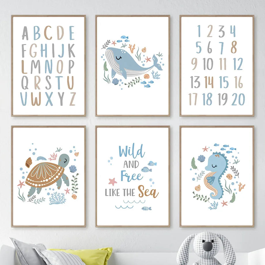Whale Turtle Seahorse Octopus Nursery Wall Art Canvas Painting Nordic Posters And Prints Wall Pictures For Baby Kids Room Decor Whale Turtle Seahorse Octopus Nursery Wall Art Canvas Painting Nordic Posters And Prints Wall Pictures For Baby Kids Room Decor